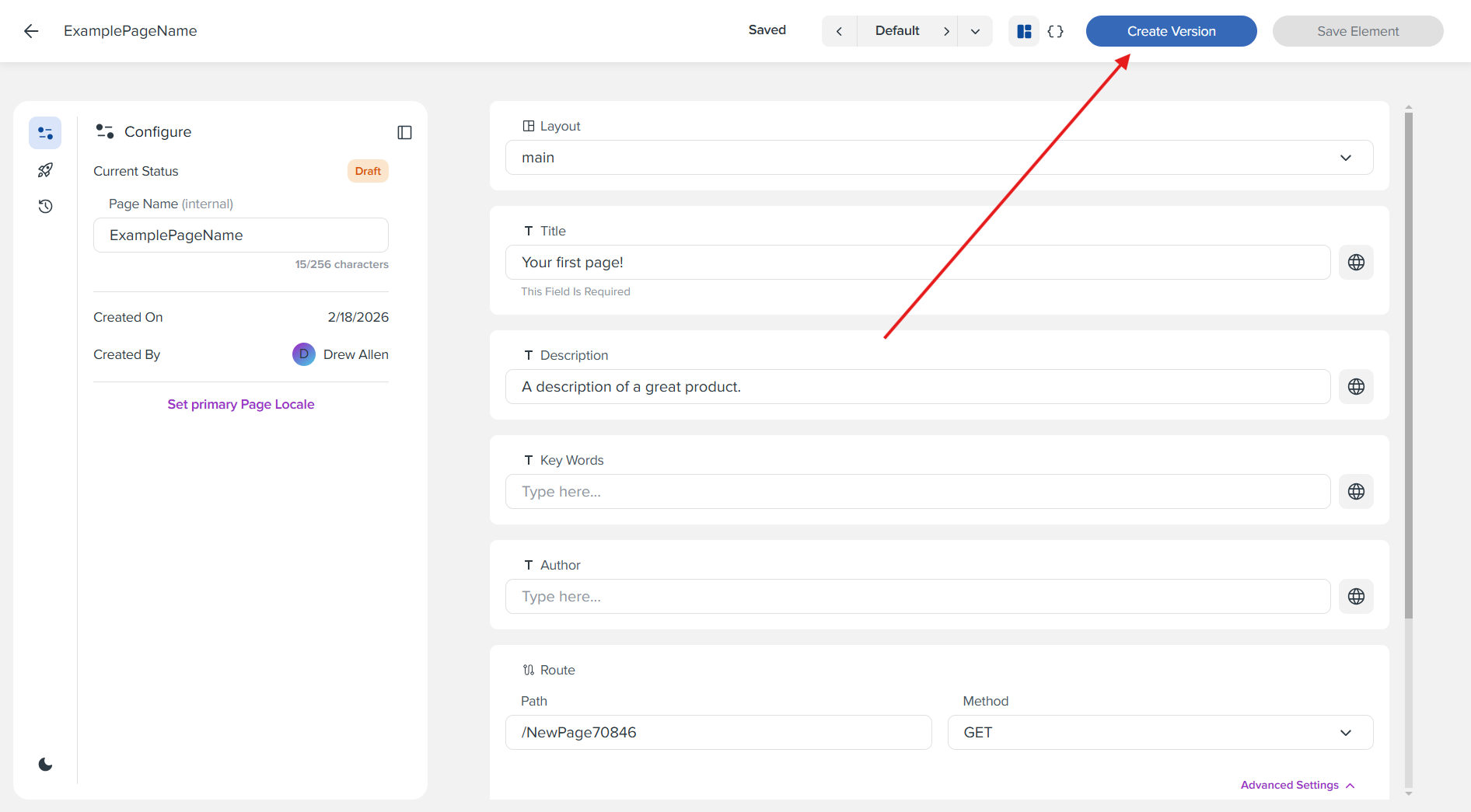 Step 9: Create Version Button