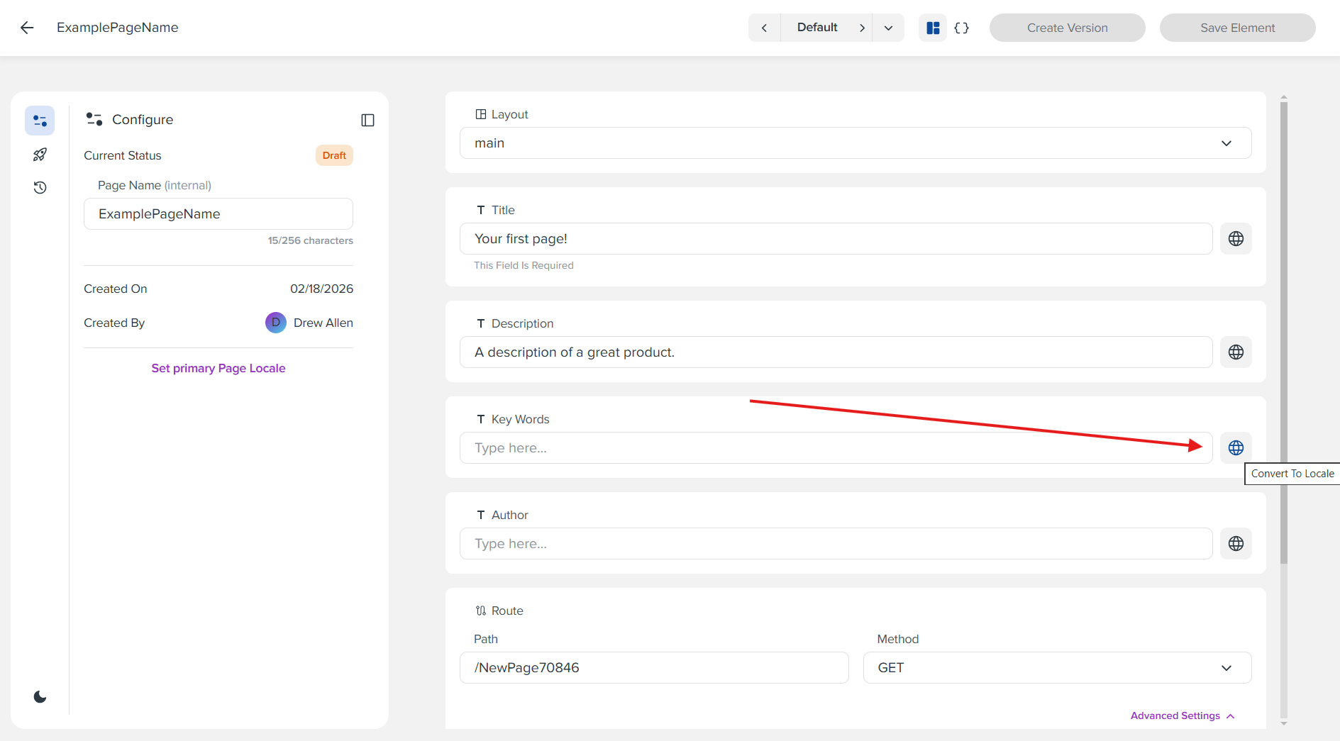 Step 10: Convert to Locale Button