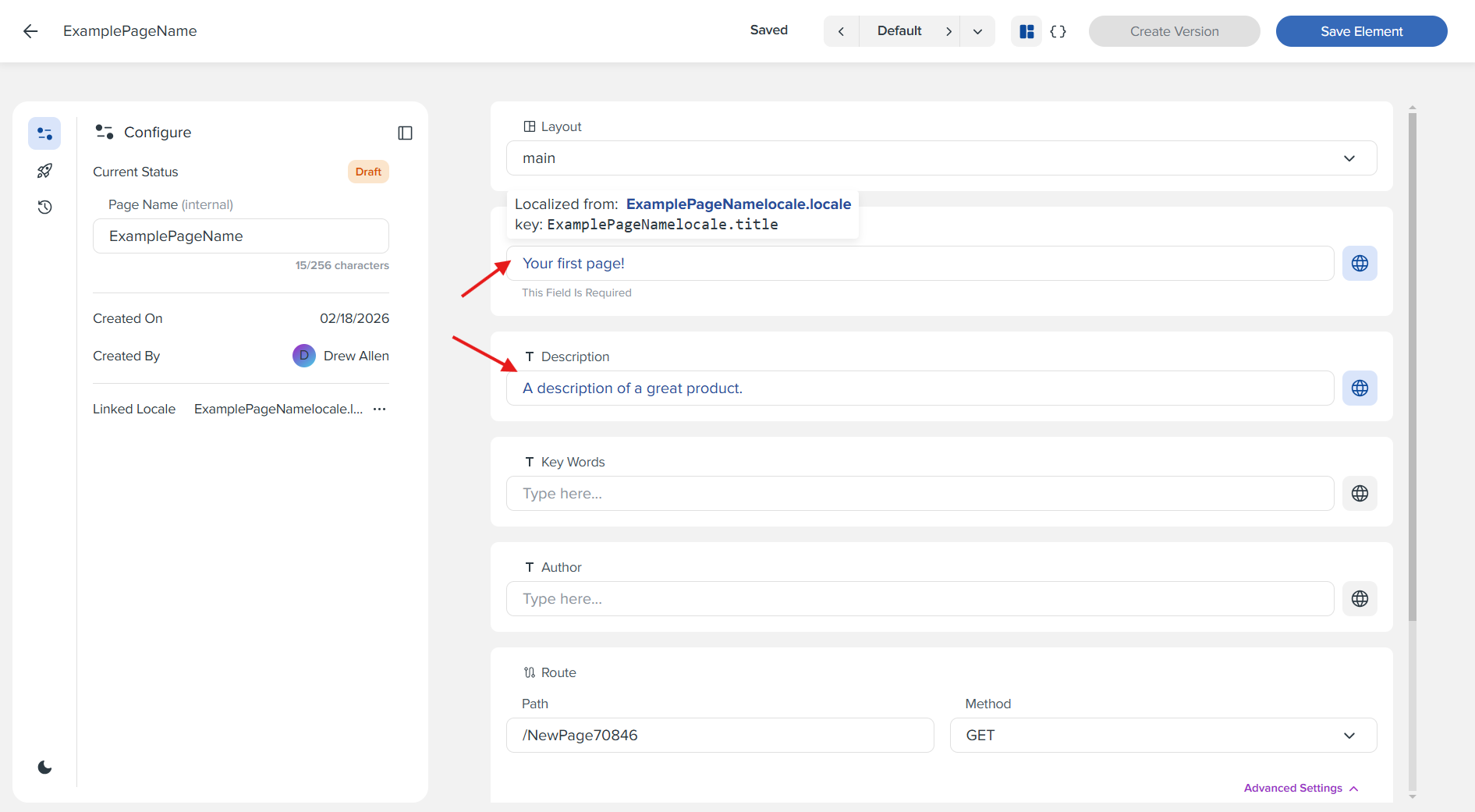 Step 11: Fields Converted to Locale Keys