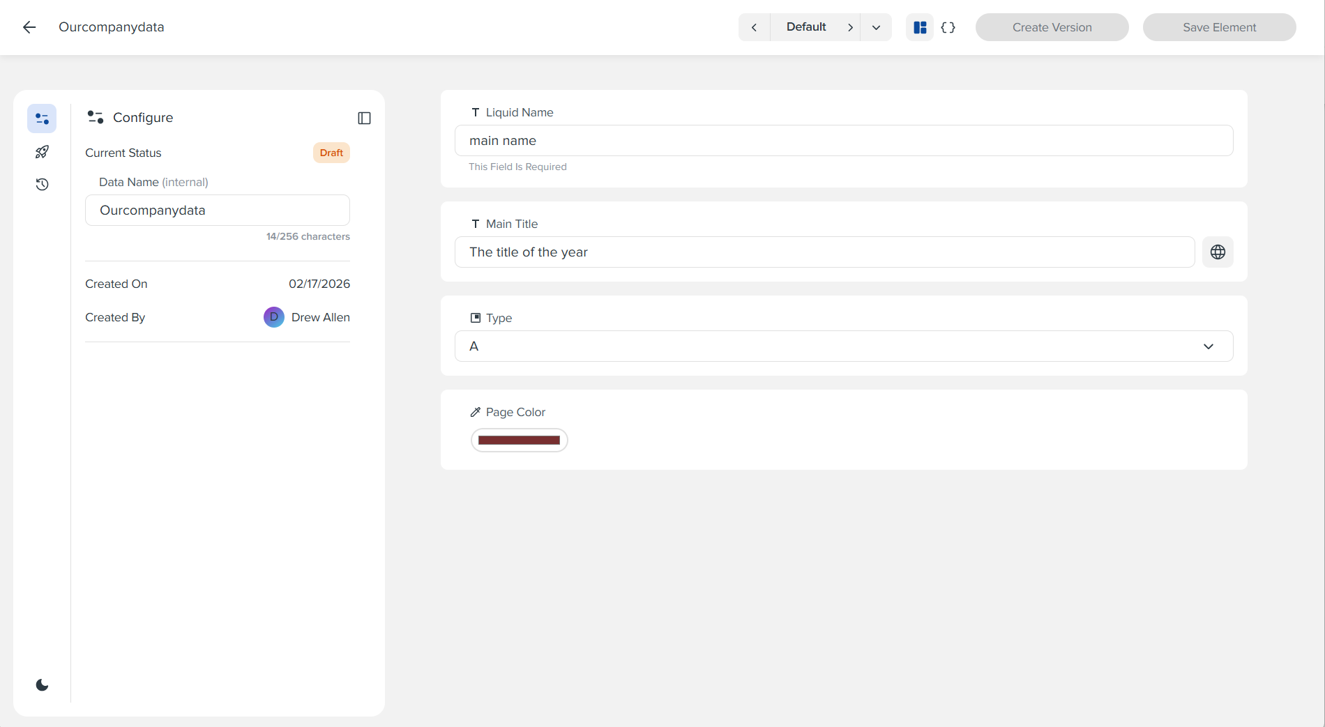 Data Configuration Example