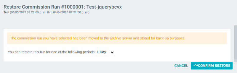 Restore Commission Run