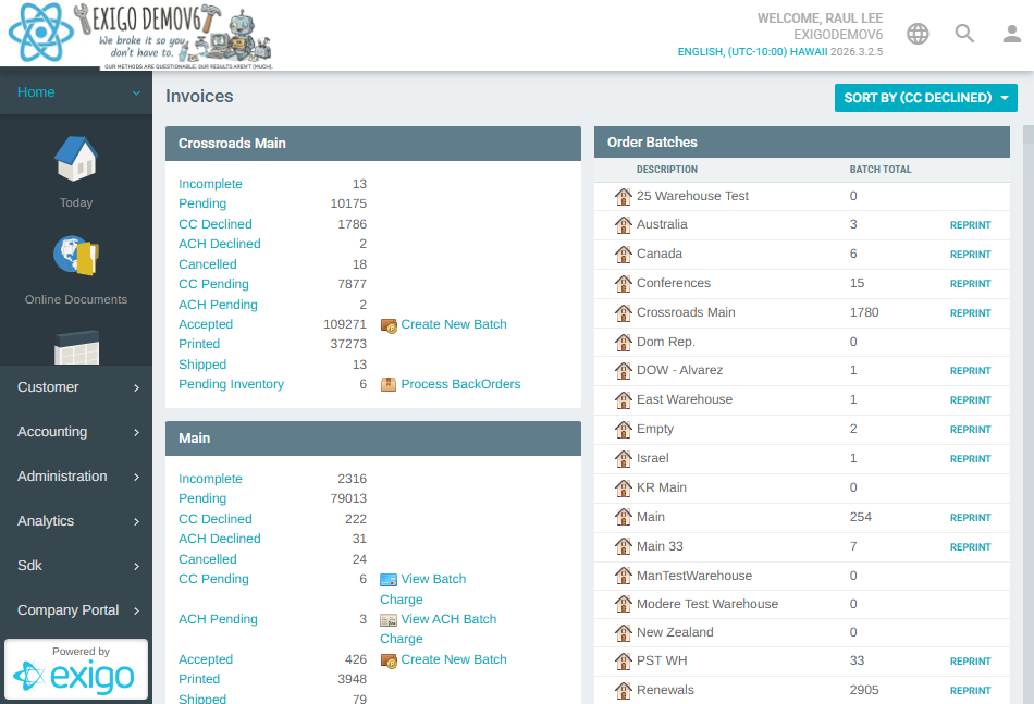 Invoices Warehouse List (Scrolled)