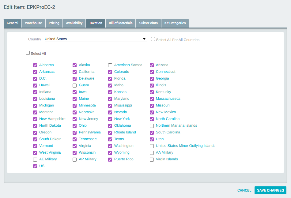 Taxation Tab — Per Region Full View
