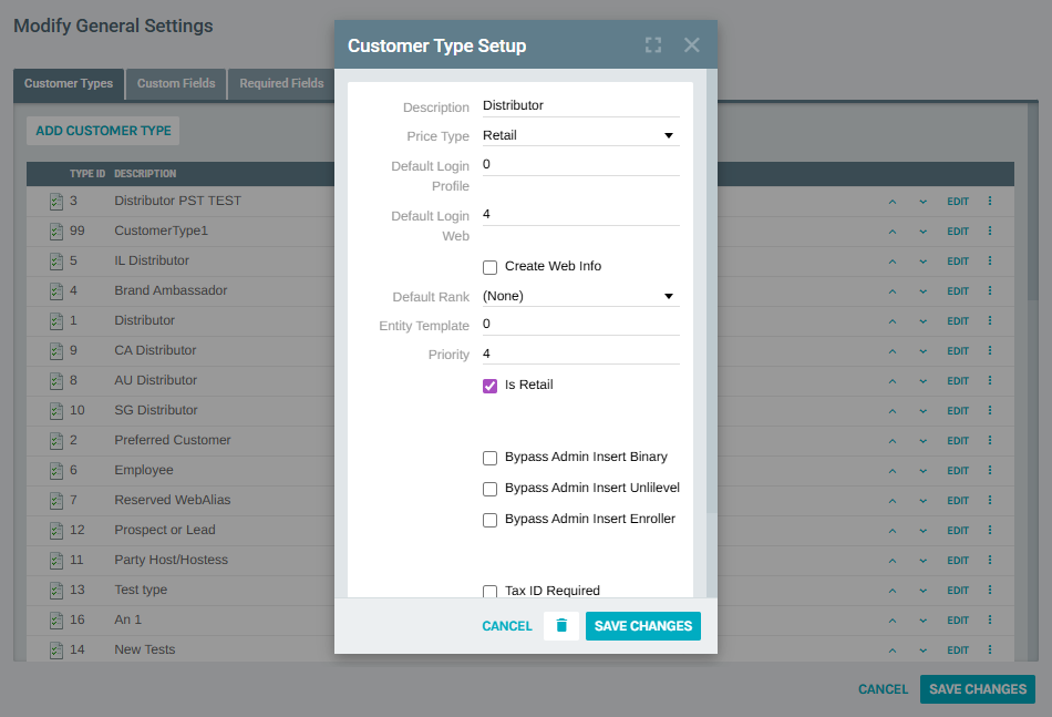 Customer Type Price Type Relationship