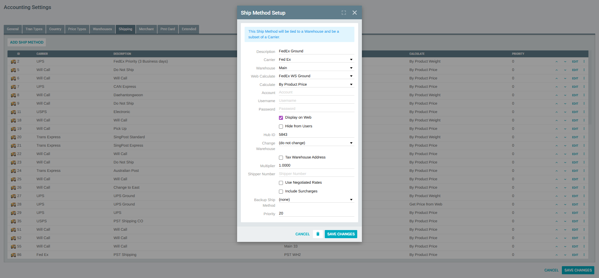 Edit Ship Method Form