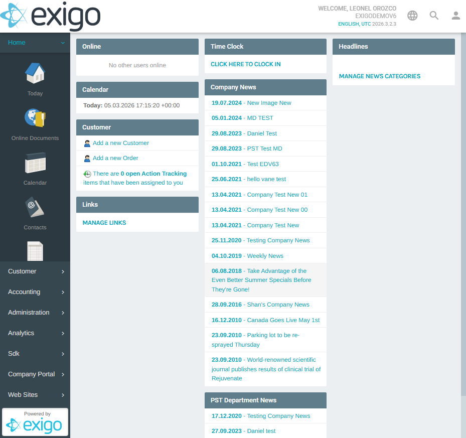 Exigo Dashboard