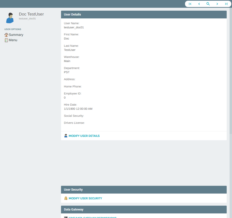 New user's profile page