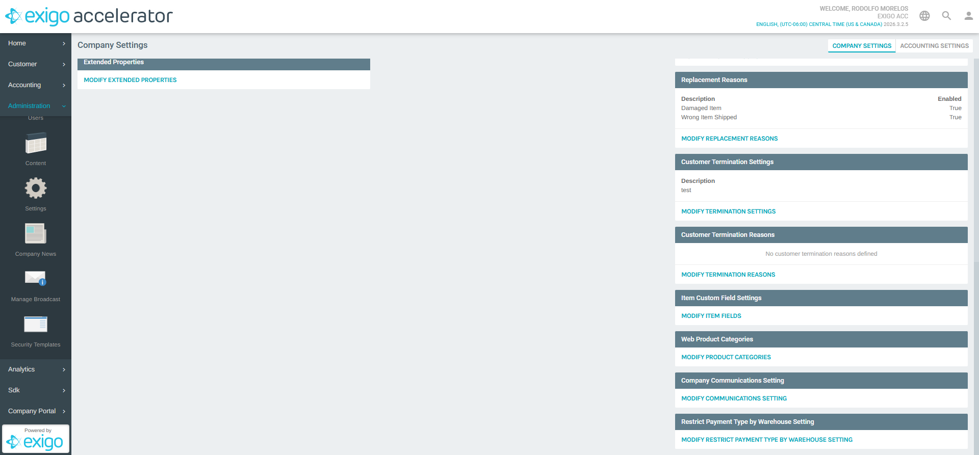 Item Custom Fields Section