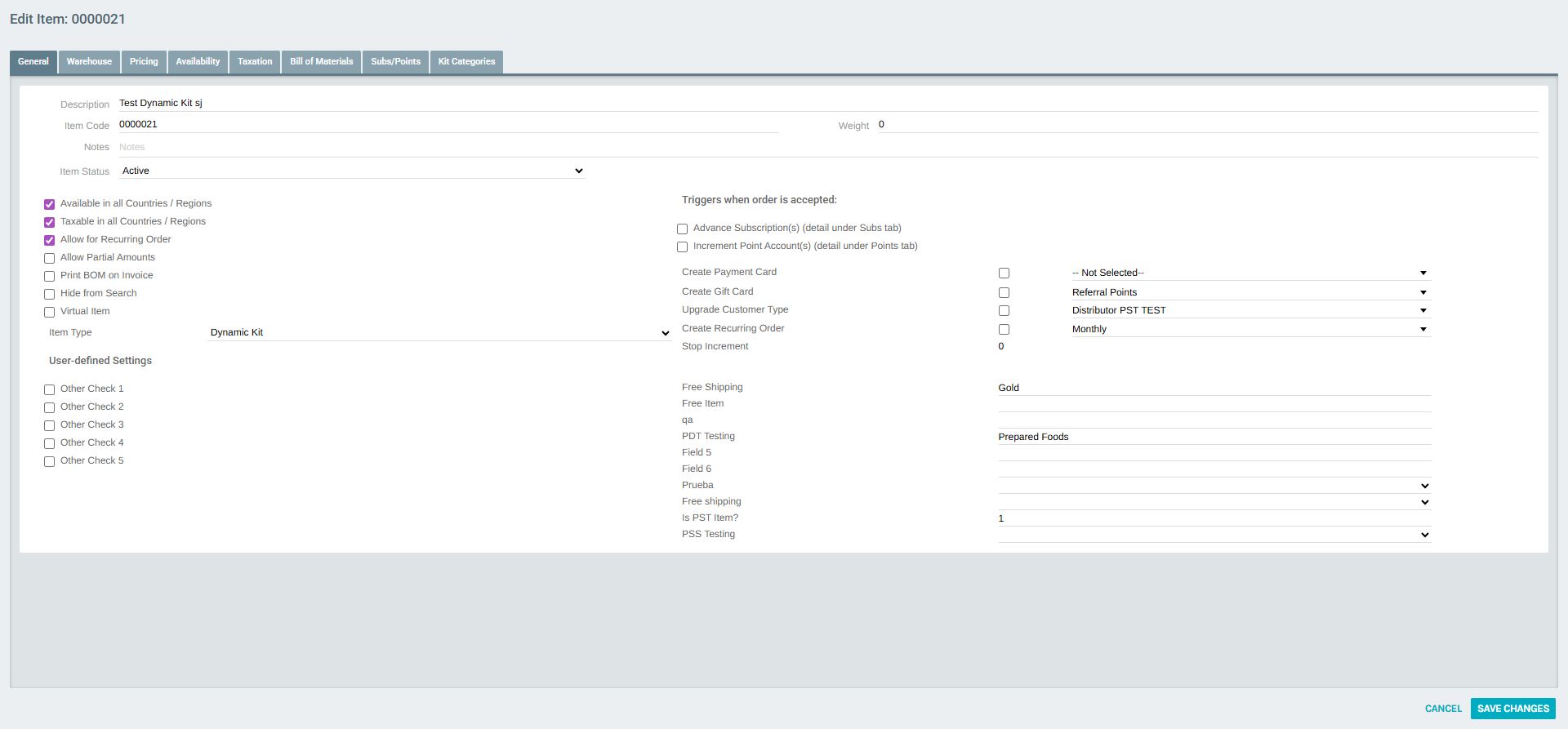 Dynamic Kit General Tab