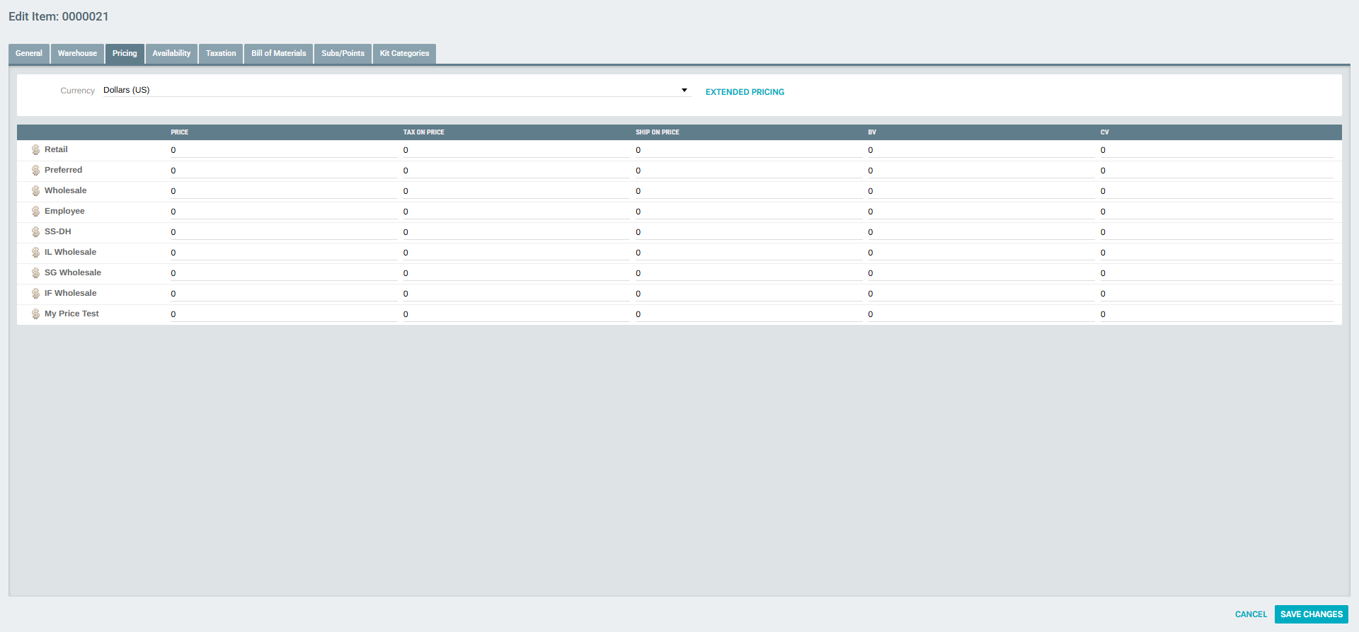 Dynamic Kit Pricing Tab