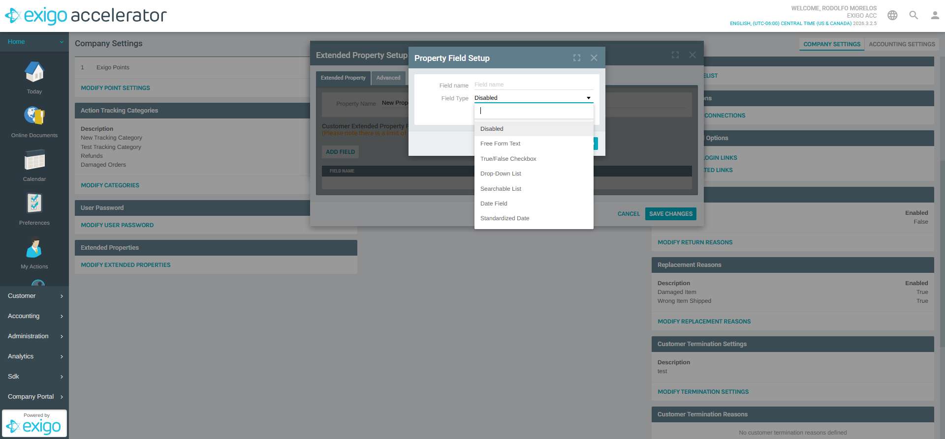 Field Type Dropdown Options