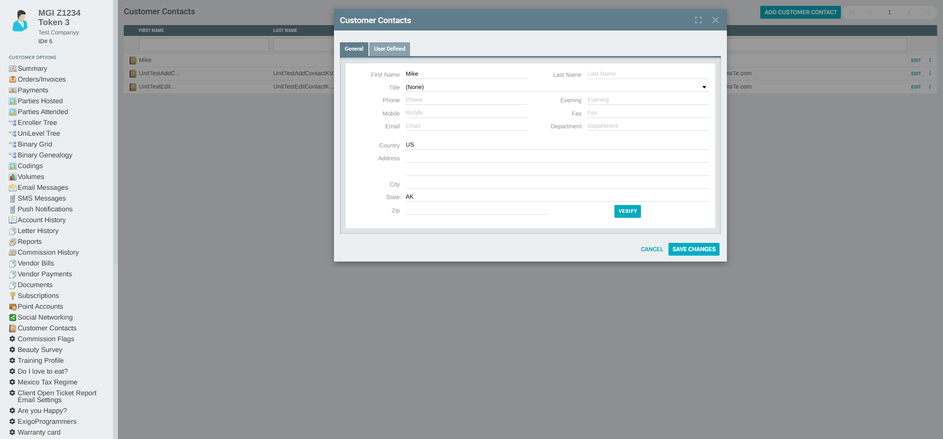 Formulario de edición de contacto