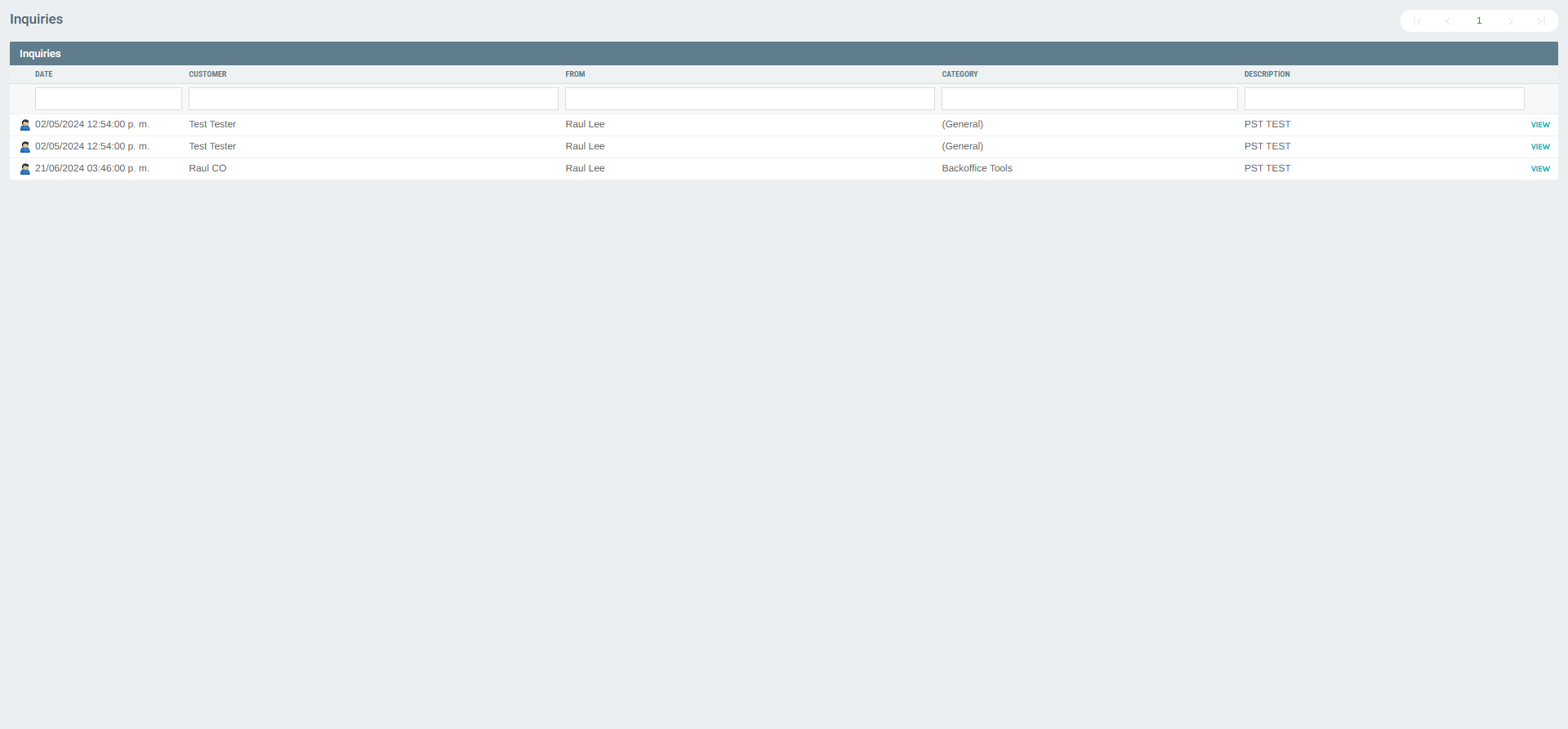 Inquiries list direct view