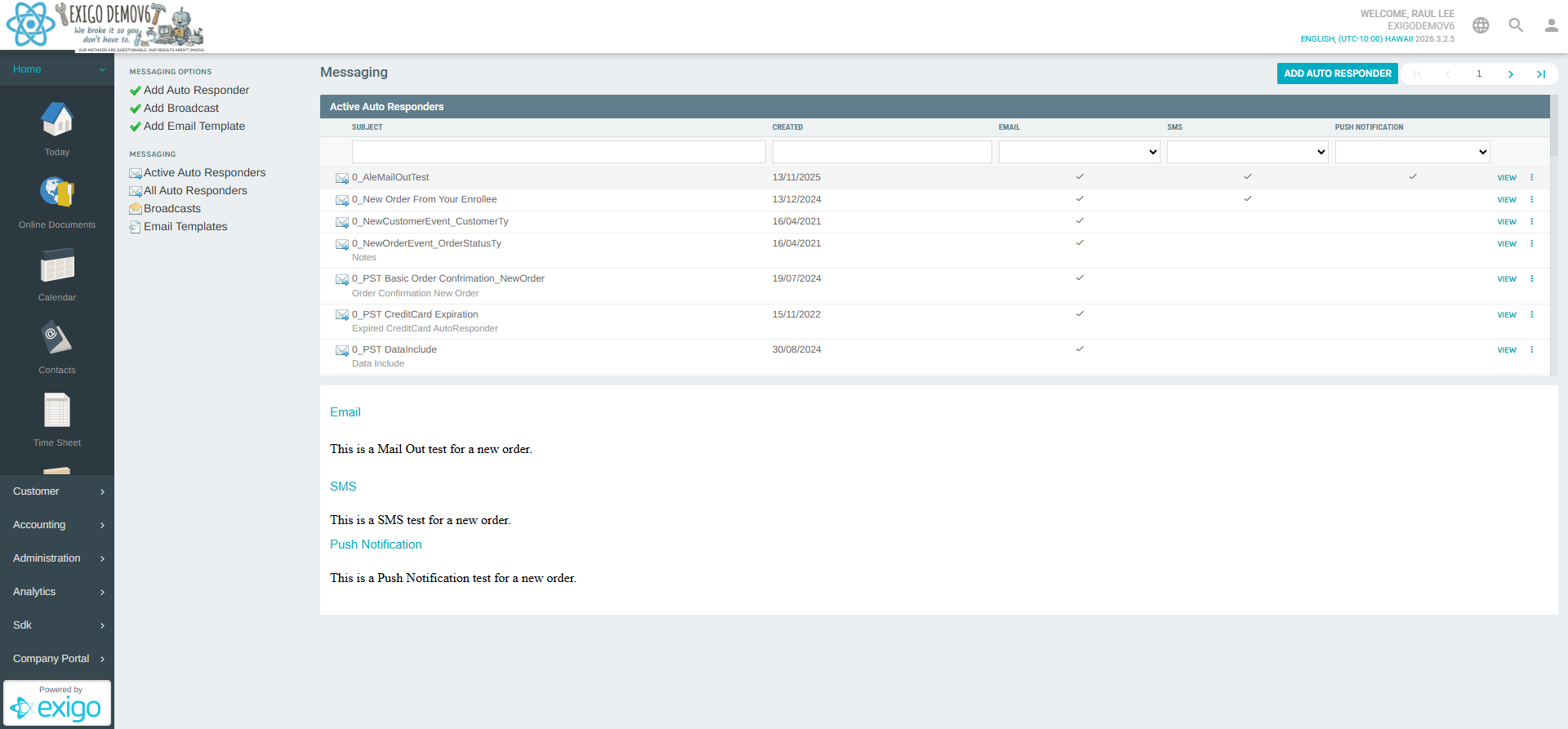 Messaging Portal with sidebar