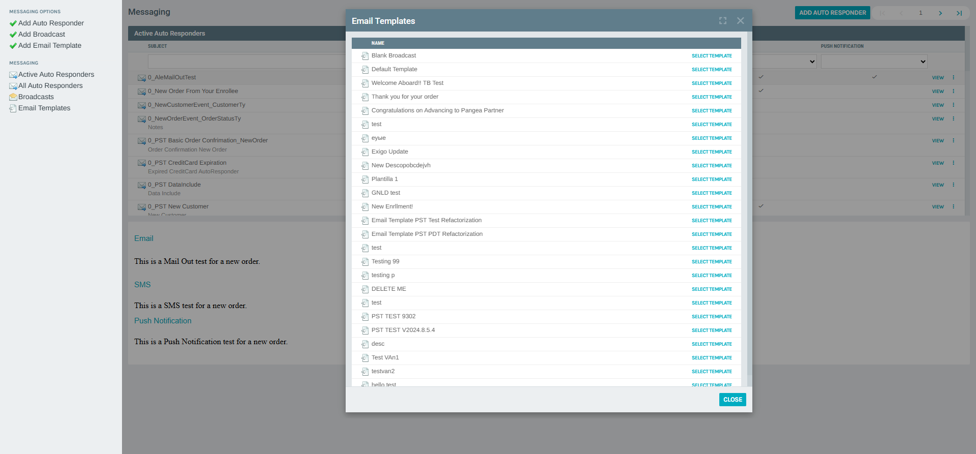 Template selector for new Auto Responder