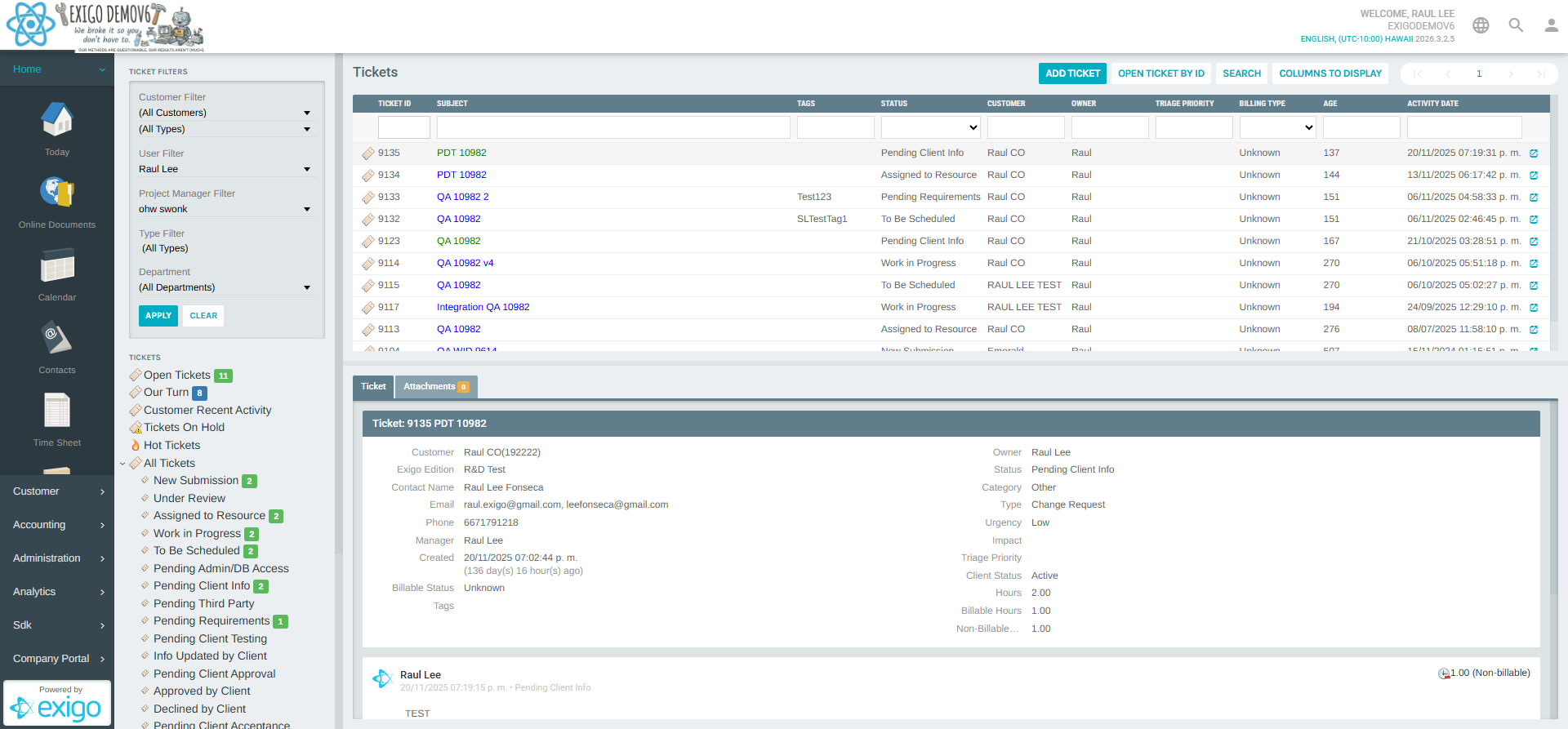 Customer Tracking portal with sidebar