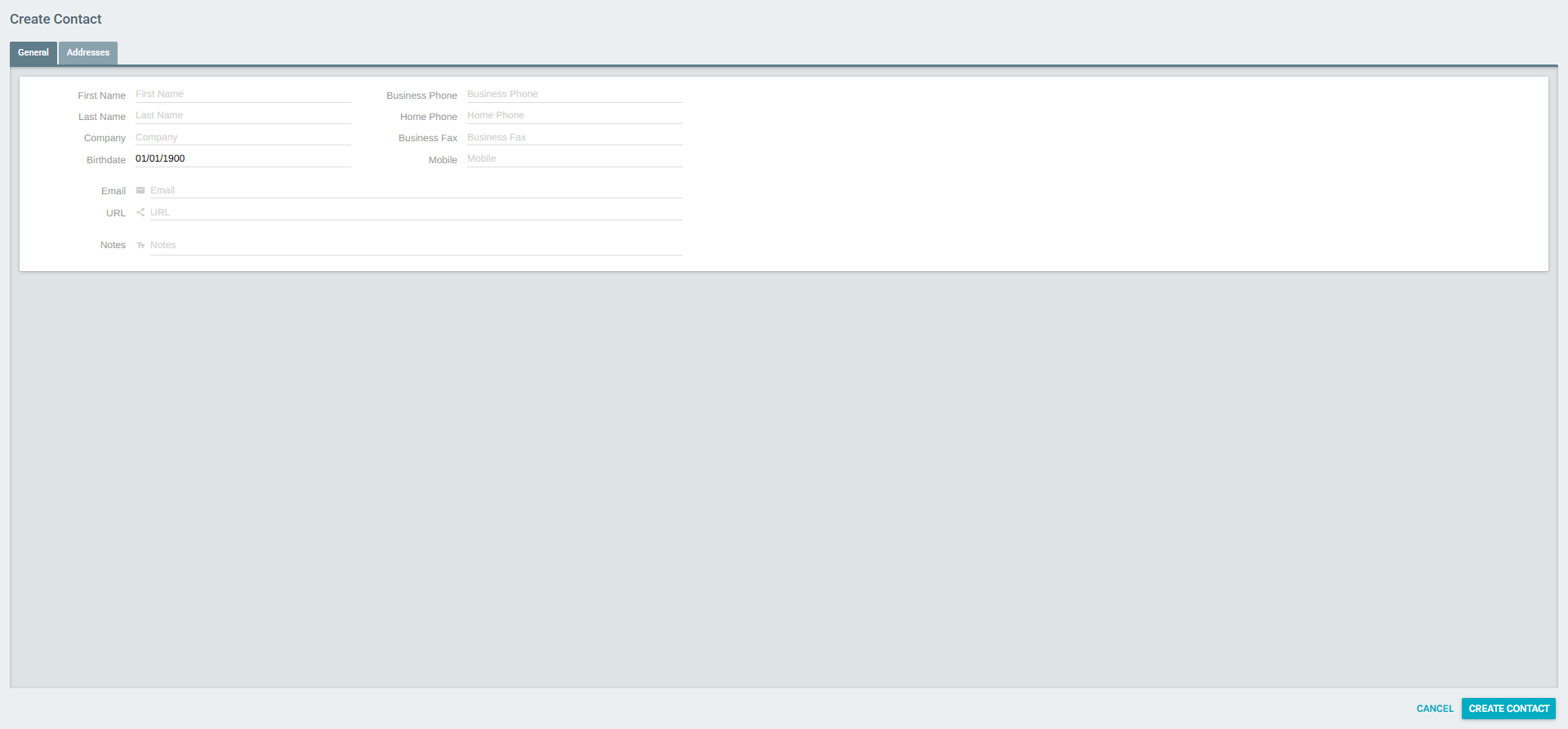Add Contact – General tab