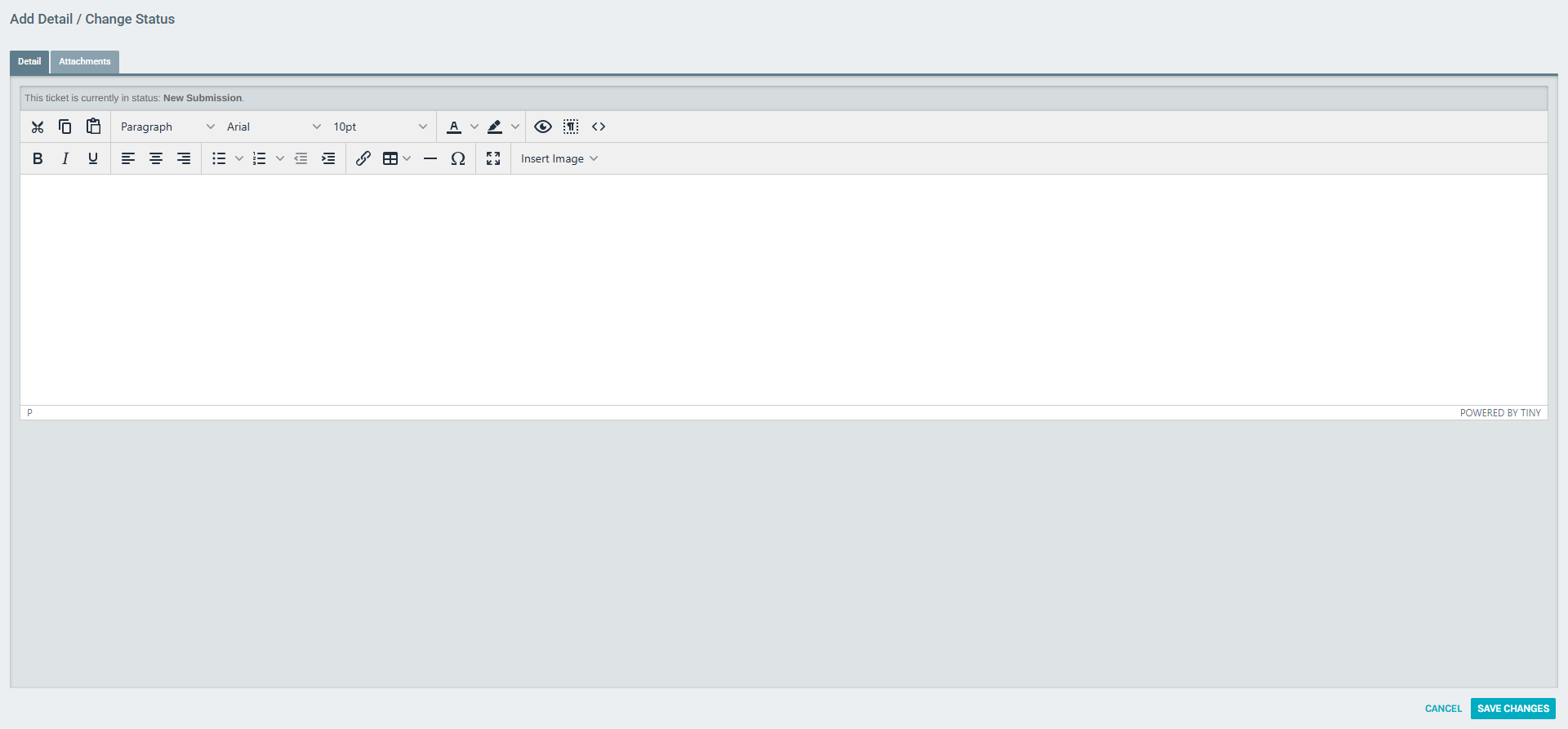 Add Detail / Change Status Form