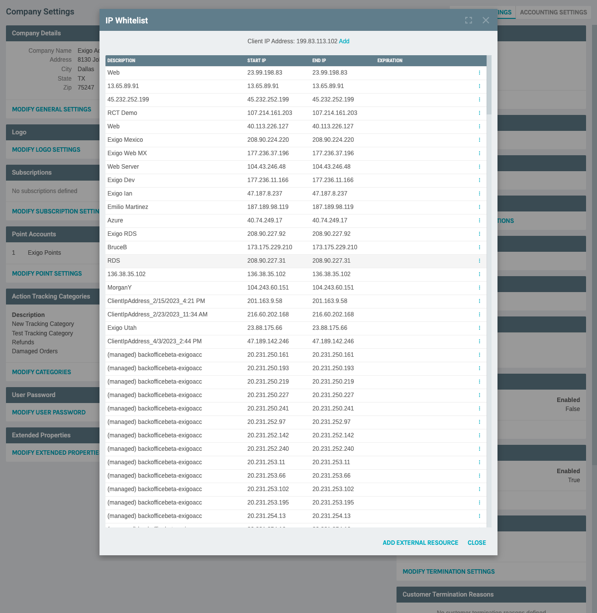 IP Whitelist Management Page