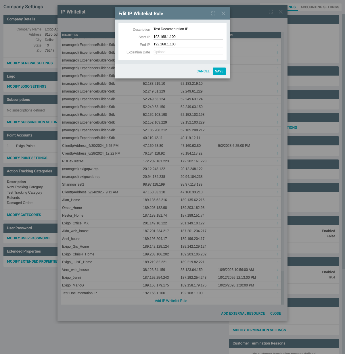 Edit IP Whitelist Form