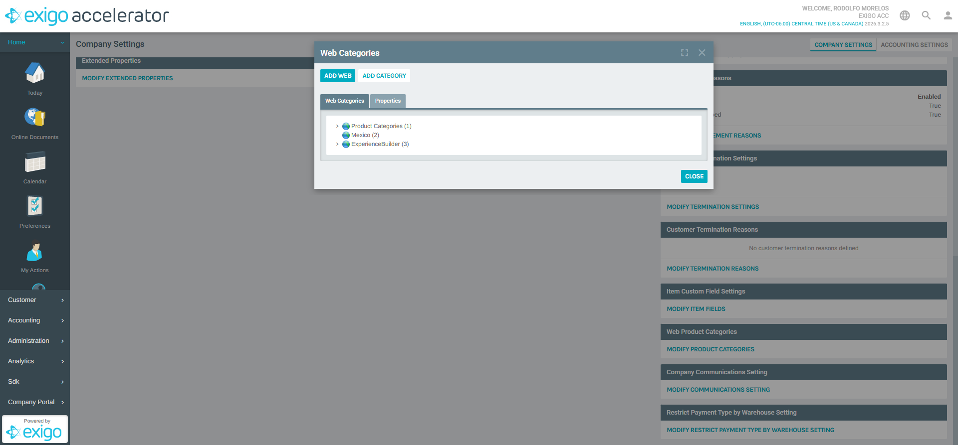 Web Categories Popup